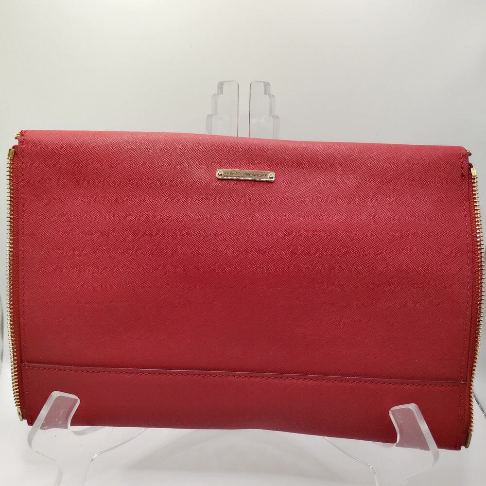 Rebecca Minkoff Red Leather Envelope Clutch Purse Evening Bag 11x8
